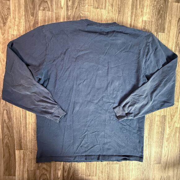 Carhartt Original Fit L TALL Navy Long Sleeve Pocket Work Shirt Honduras - Picture 2 of 5